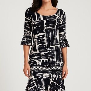 BCBGMaxAzria Black and White Abstract Dress